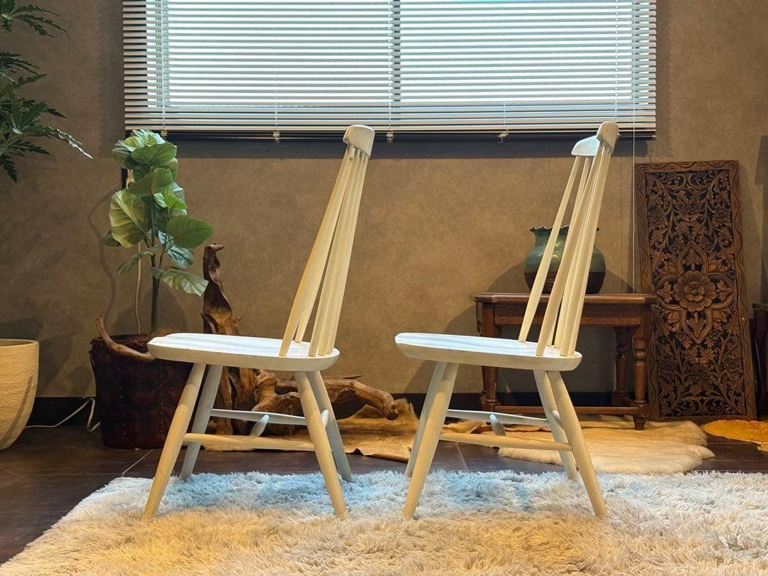 ②太平 ウィンザーチェア　ホワイト　ゴールドスミスチェア　2脚セット　IZ