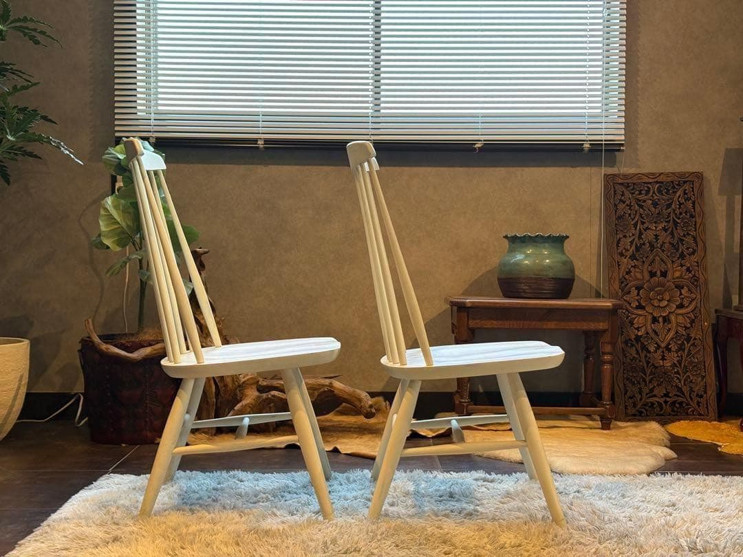 ②太平 ウィンザーチェア　ホワイト　ゴールドスミスチェア　2脚セット　IZ