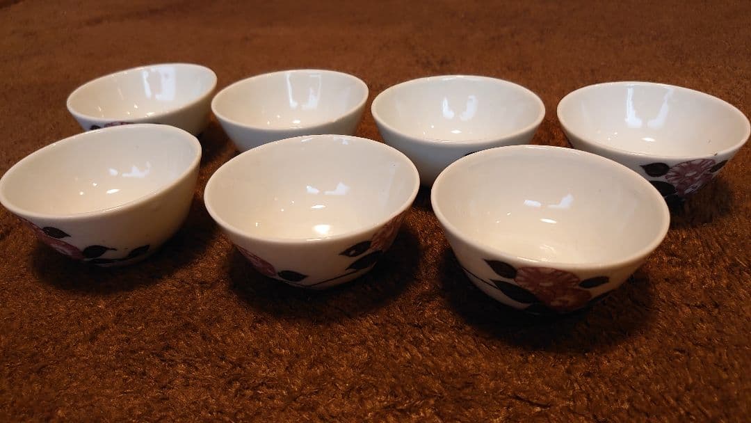 李朝　白磁　粉彩　煎茶碗　茶道具　蔵出し　７客
