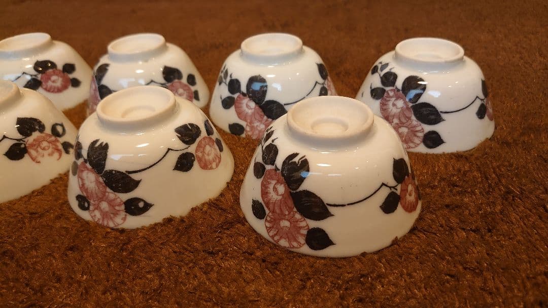 李朝　白磁　粉彩　煎茶碗　茶道具　蔵出し　７客