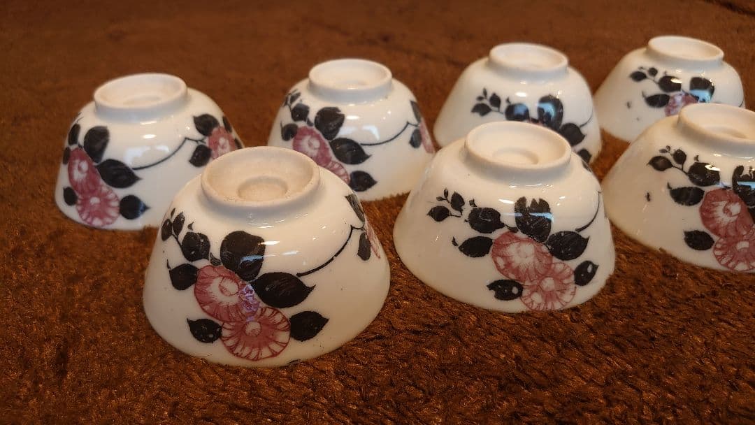 李朝　白磁　粉彩　煎茶碗　茶道具　蔵出し　７客