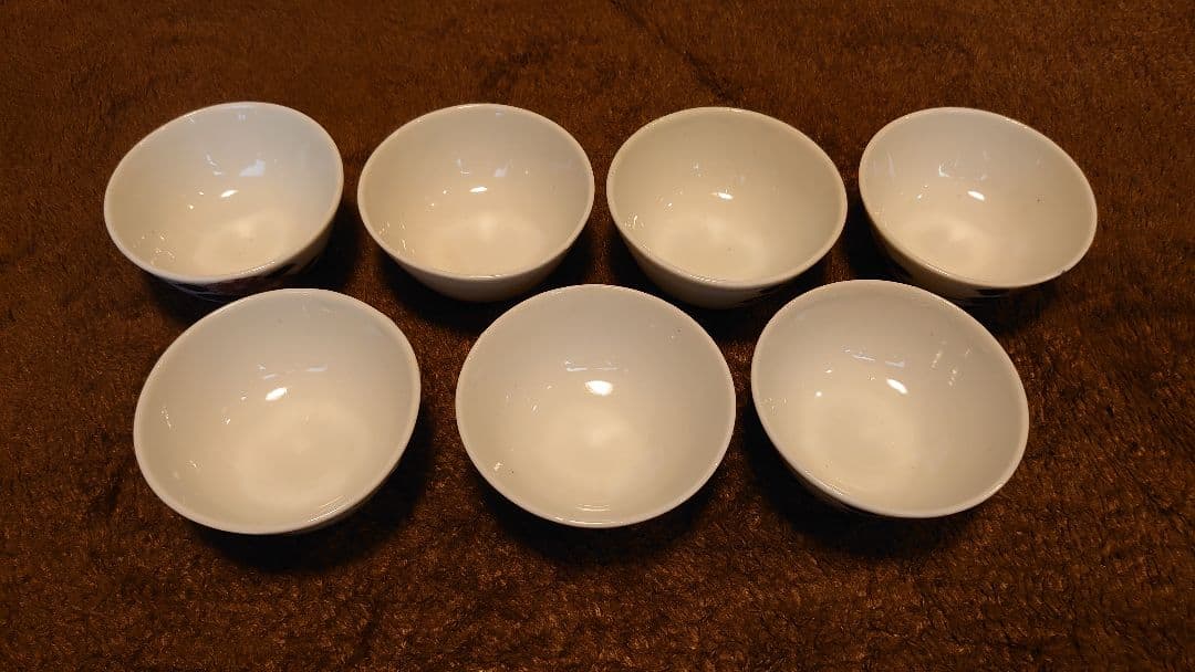 李朝　白磁　粉彩　煎茶碗　茶道具　蔵出し　７客