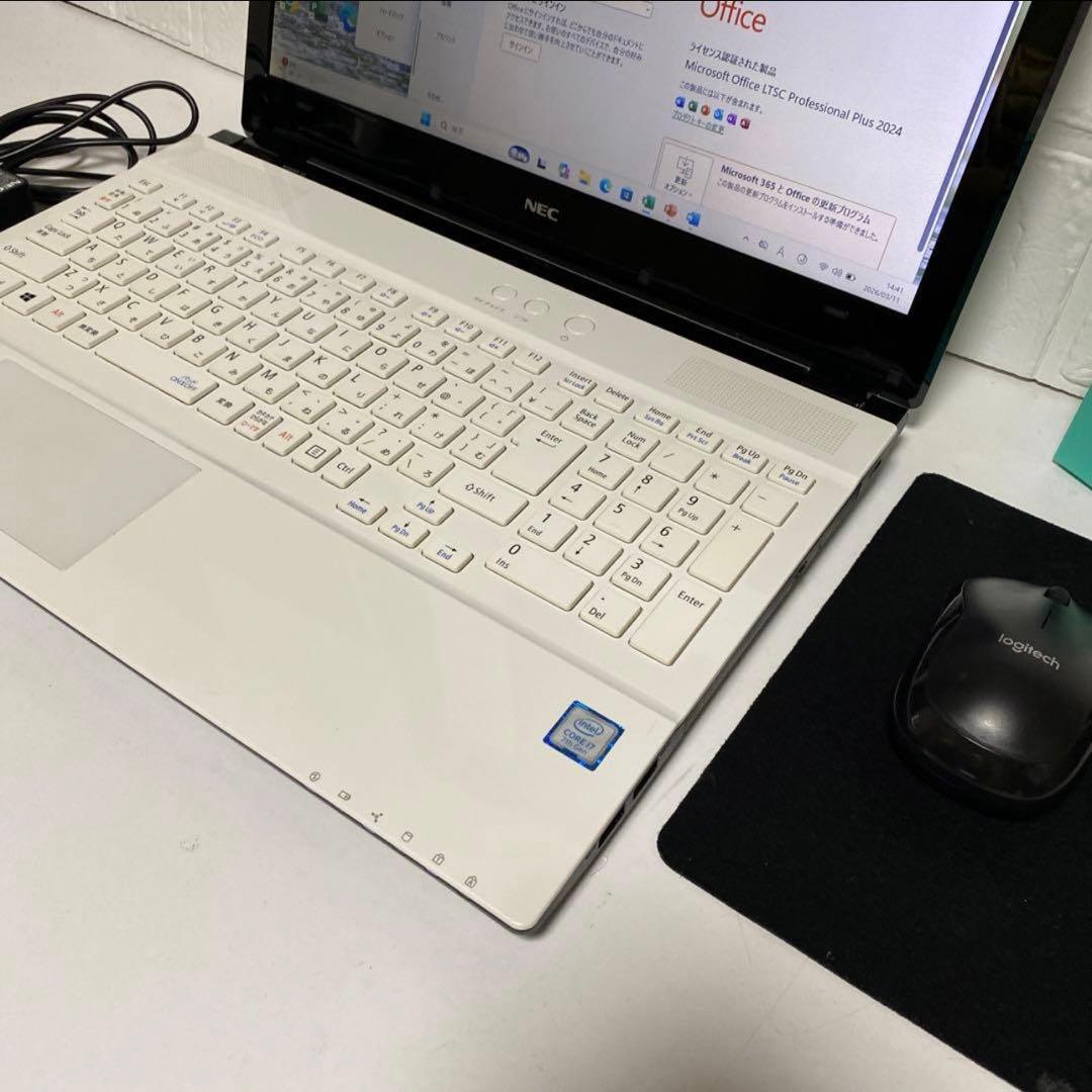 Windows11オフィス2024年 i7 SSD500GB美品NECノートPC
