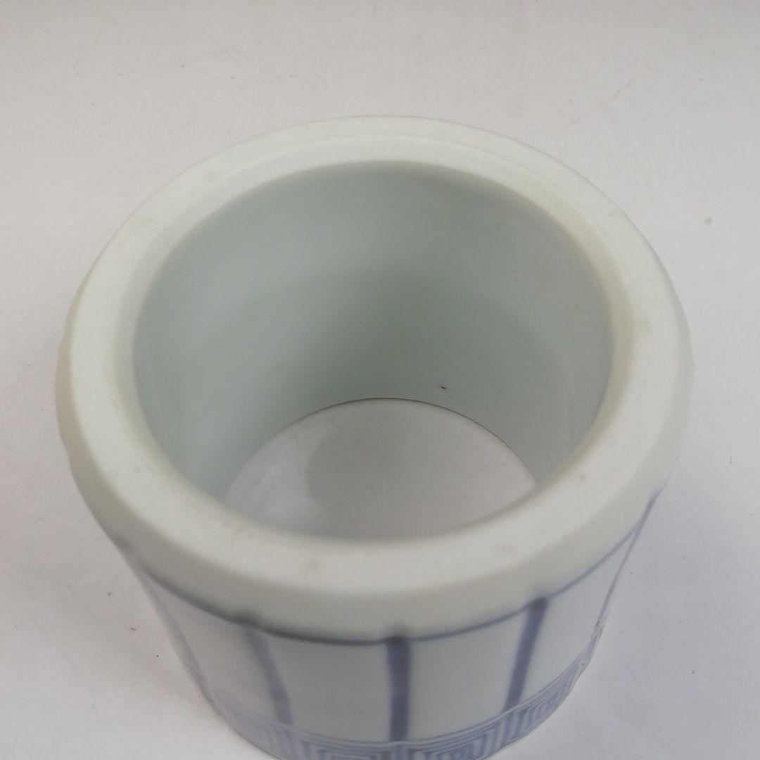 Ｗ１０１　蓋置　『染付　桶川』『西村徳泉 造』　共箱　茶道具