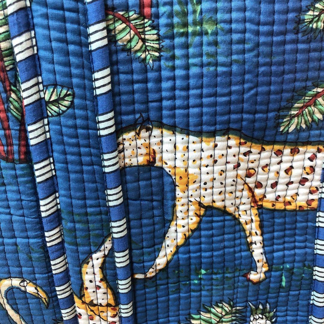 ブロックプリントバッグ アニマルブルー マザーズバッグ トートバッグ