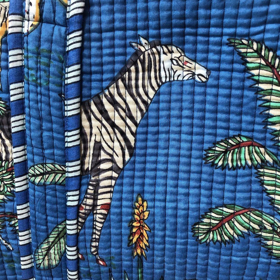 ブロックプリントバッグ アニマルブルー マザーズバッグ トートバッグ