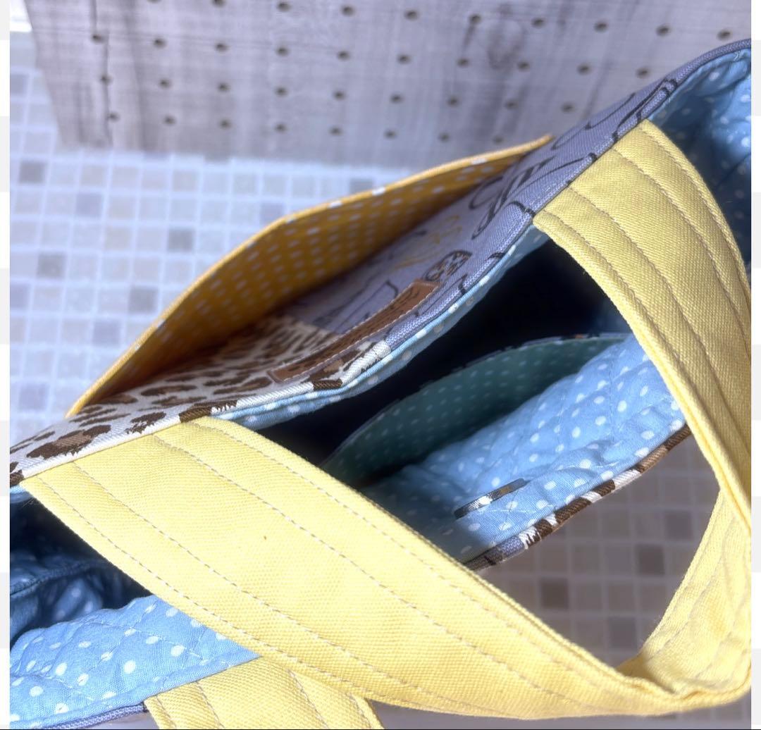 ゆ*ら様 コヤンイサムチョン★ ハチワレ猫ポケットのトートバッグ　ハート×レオパ