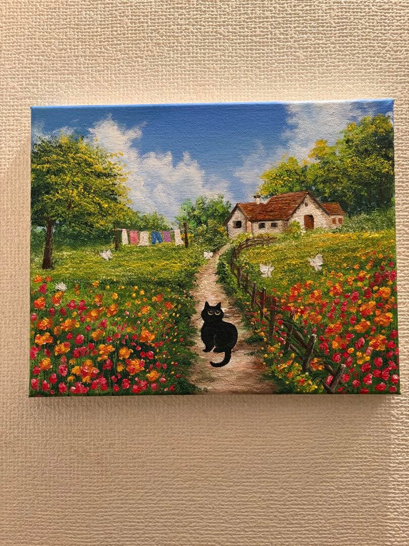 風景画　アクリル絵画　いっしょにあそぼぅ❤️