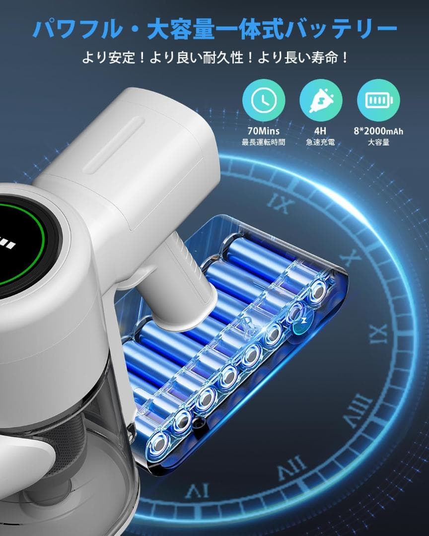 掃除機 コードレス コードレス掃除機 軽量 サイクロン式 3段吸引力 低騒音