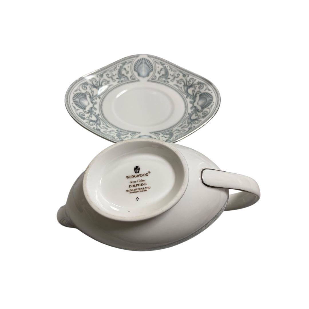 【送料込】(ウェッジウッド)ドルフィンホワイト　グレービーボート