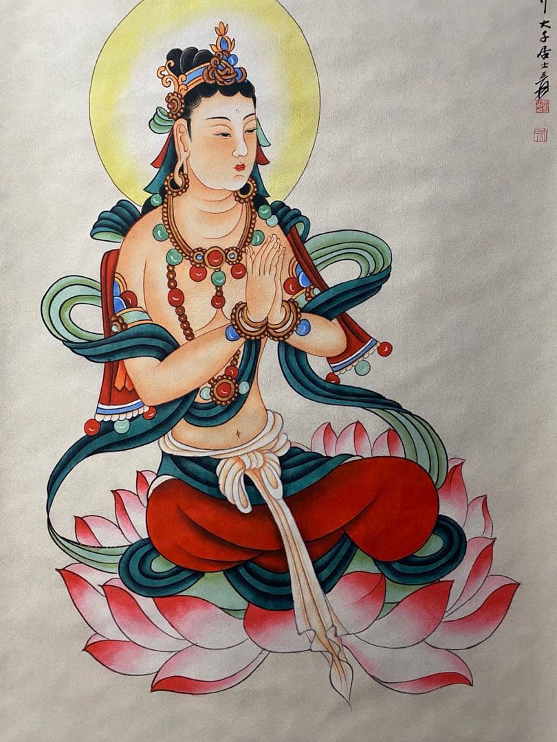 张大千 壁画观音 中国画 掛け軸 水墨画 和室 玄関 茶室 壁掛け 美術品