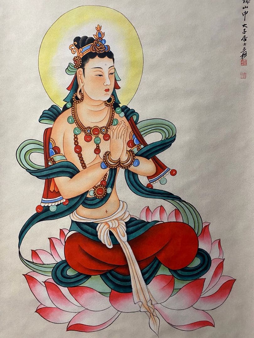 张大千 壁画观音 中国画 掛け軸 水墨画 和室 玄関 茶室 壁掛け 美術品