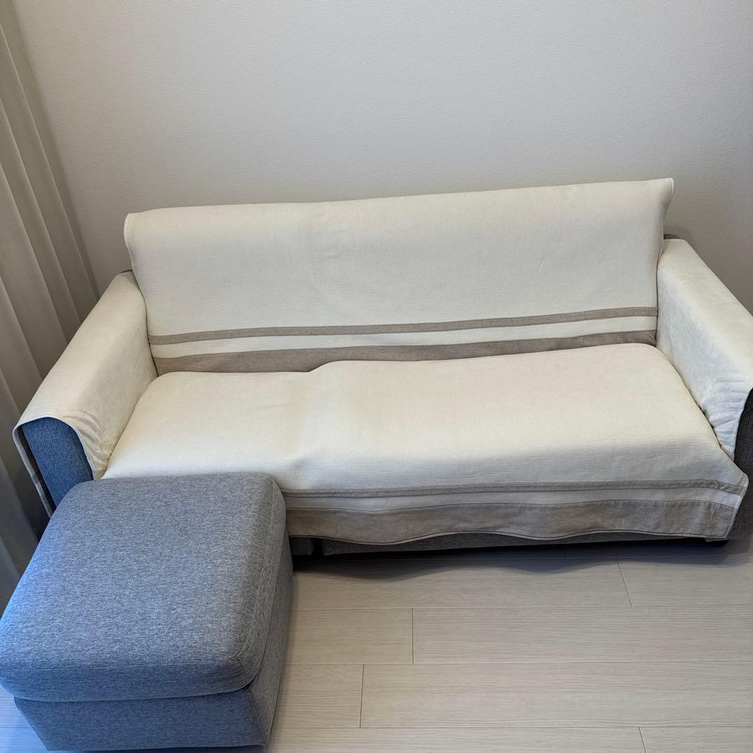 【送料込み】ニトリ　グレー　ソファ　オットマン　3人がけ　L字