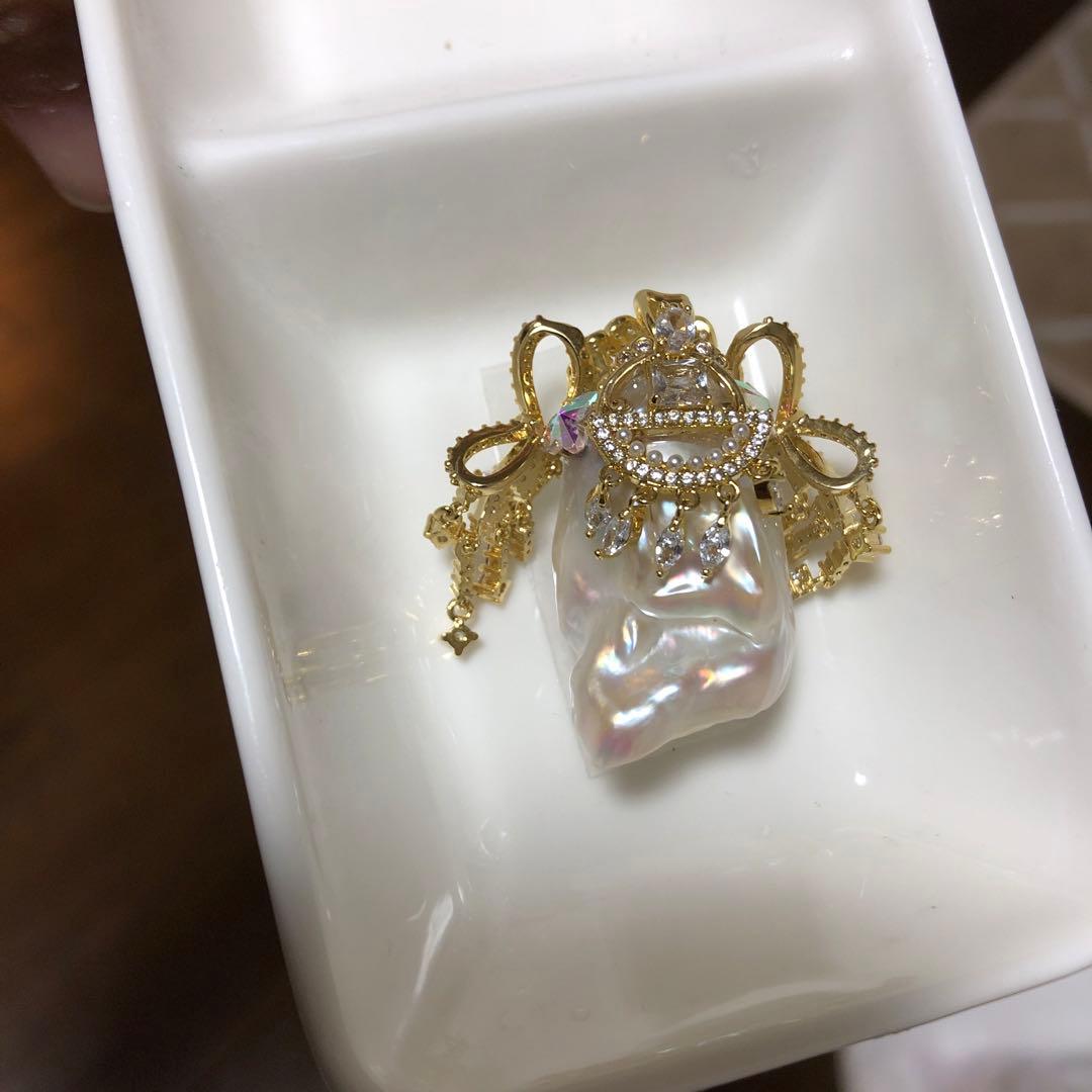 特大　白系虹色花妖精　本真珠淡水バロックパールネックレスペンダントトップ