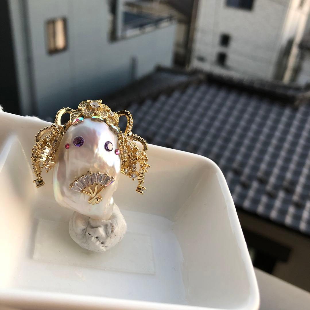 特大　白系虹色花妖精　本真珠淡水バロックパールネックレスペンダントトップ