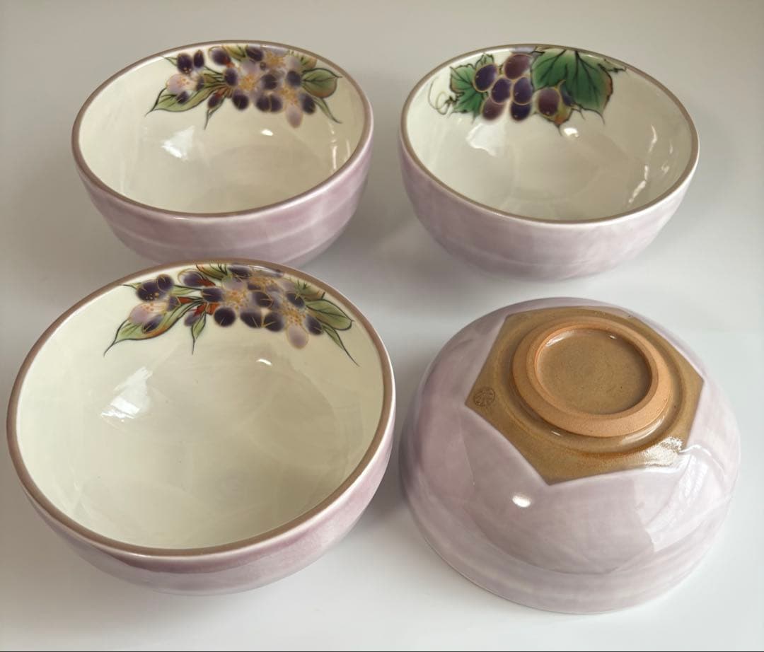陶葊　陶あん　茶碗　飯碗　京焼　清水焼　桜　紫　薄紫 4客セット