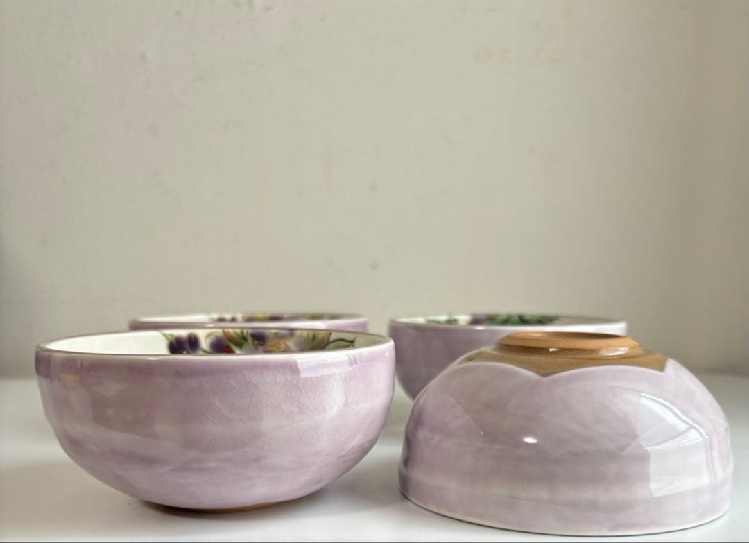 陶葊　陶あん　茶碗　飯碗　京焼　清水焼　桜　紫　薄紫 4客セット