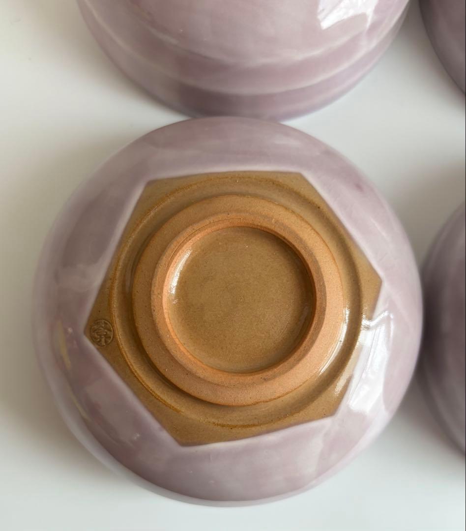陶葊　陶あん　茶碗　飯碗　京焼　清水焼　桜　紫　薄紫 4客セット