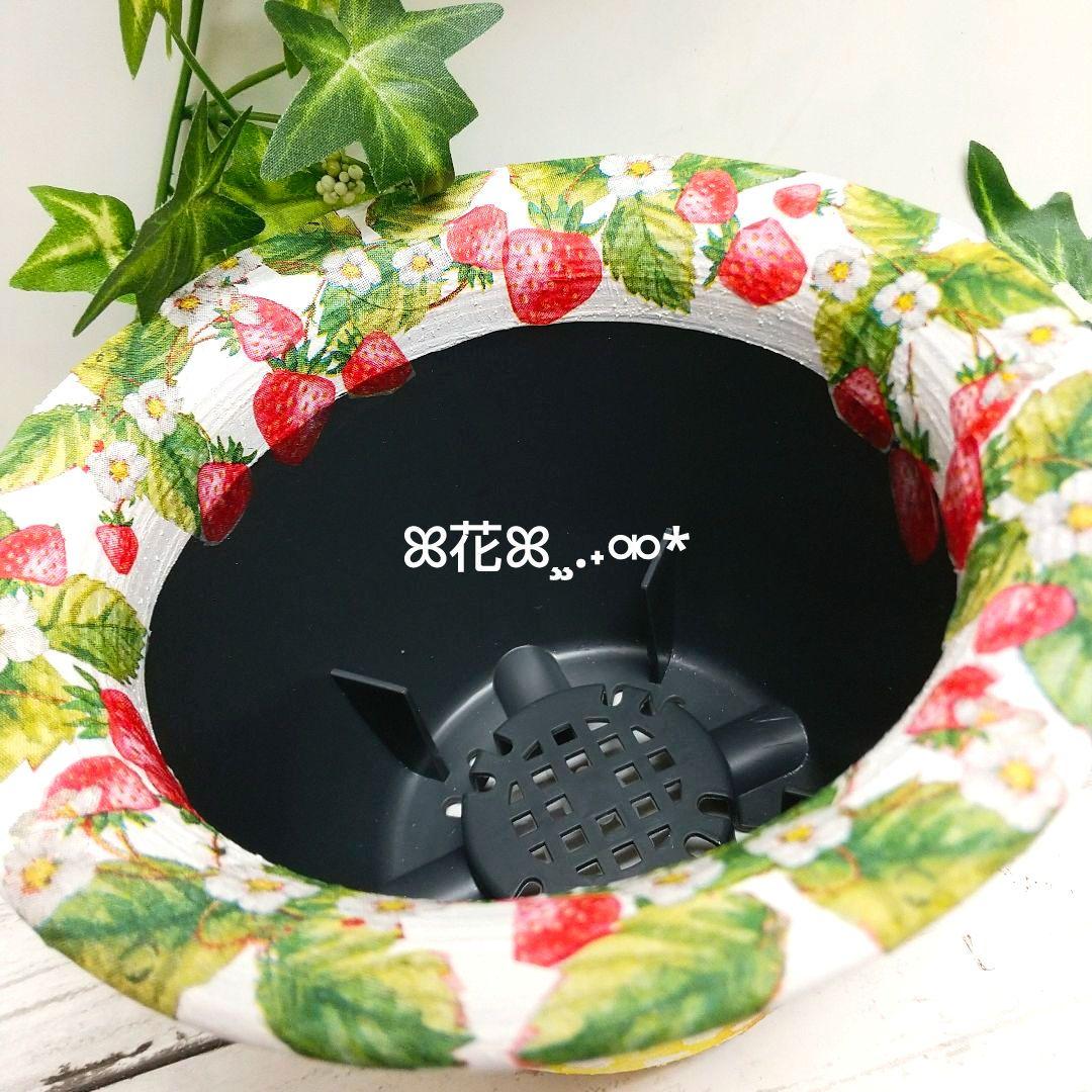 デコパージュ ꔛ‬ꕤ ガーデン雑貨♡リメ鉢4号♡うさぎ♡苺♡インテリア