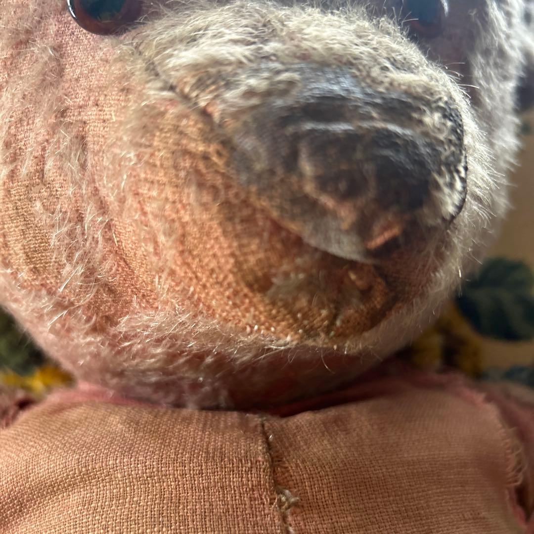 アンティークベア　フランスアンティーク　シャビィシック　ピンク色のベア