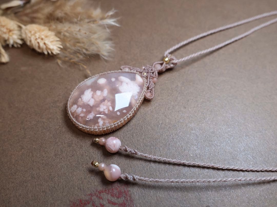 い*ま様 桜瑪瑙　マクラメ　ネックレス おめでとう♪♪♪オクション￼