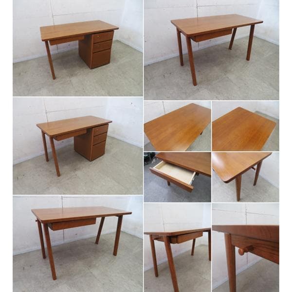 展示品■浜本工芸■ナラ無垢材■デスクセット■2点セット■デスク■移動袖■ワゴン■