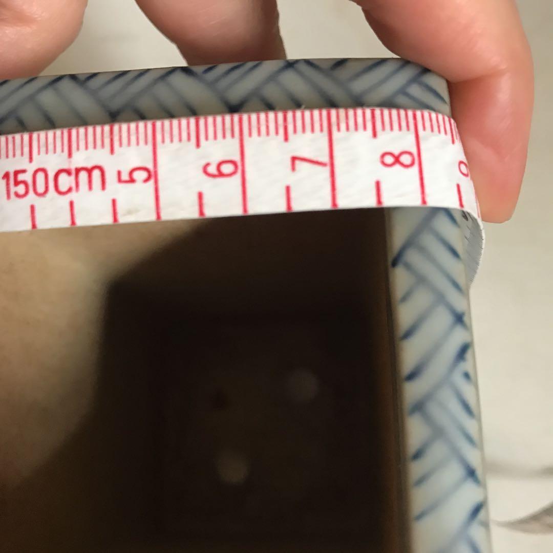 盆栽鉢　希少　水山　高級盆栽鉢古和鉢四面染付手書正方角深鉢懸崖鉢