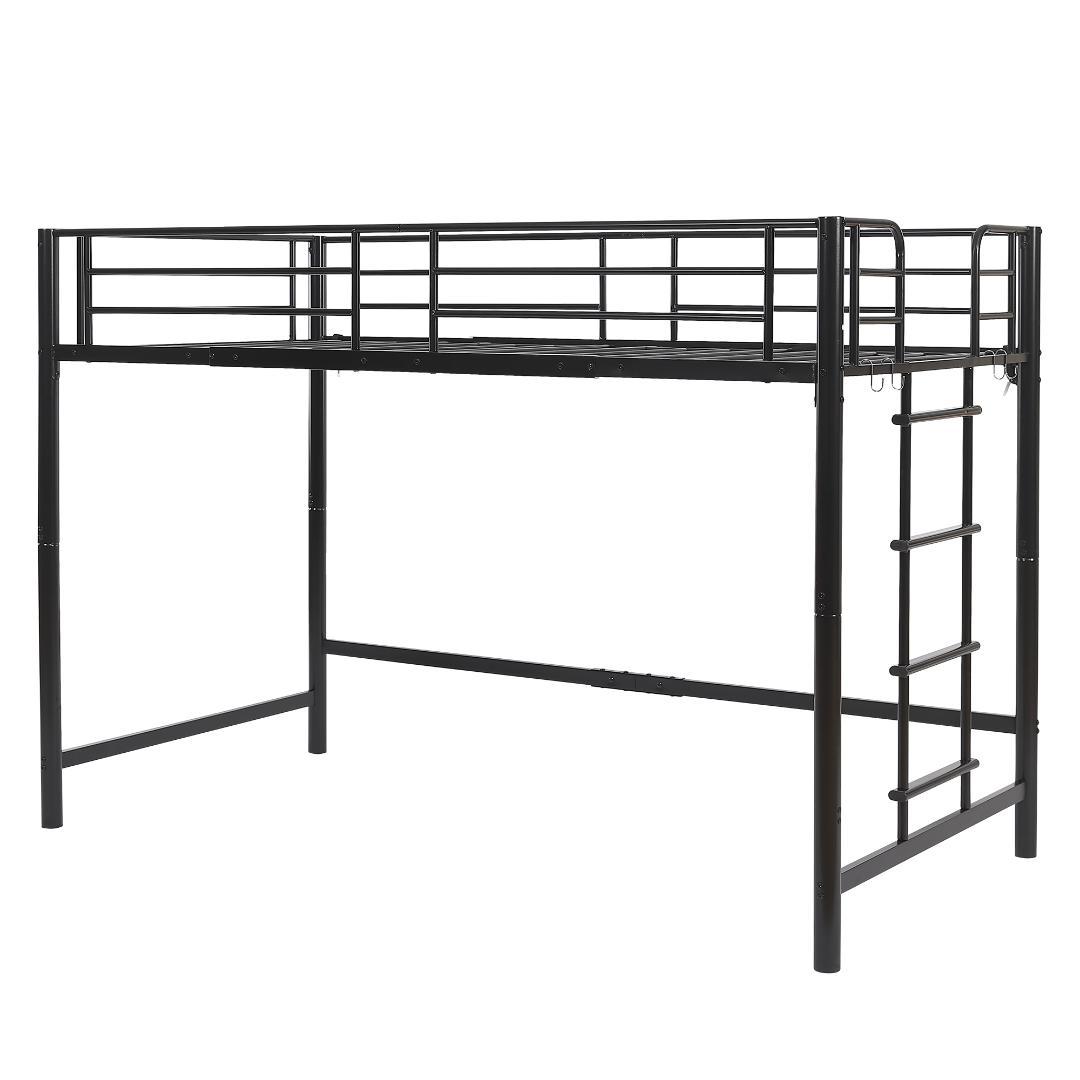 スチール製ロフトベッド【S·シングル】 高さ140cmロータイプ BLACK