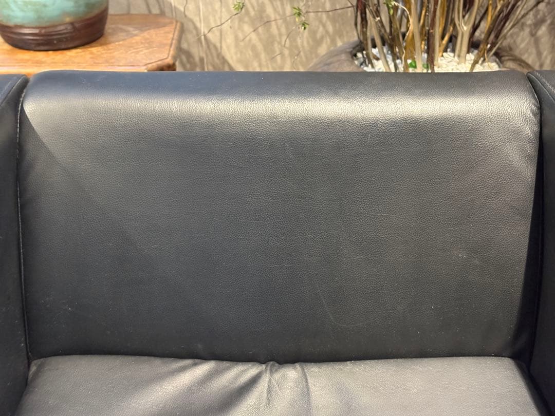 ②ブラック モダン 1人掛けソファ 1Pソファ 合皮レザー アンティーク SG