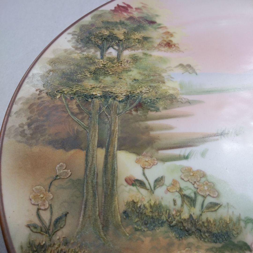 オールドノリタケ盛り上げ朝焼け風景