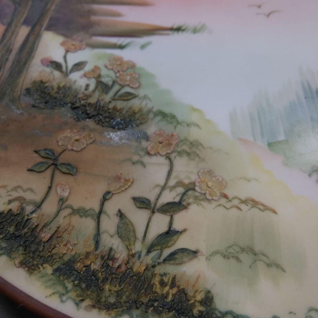 オールドノリタケ盛り上げ朝焼け風景