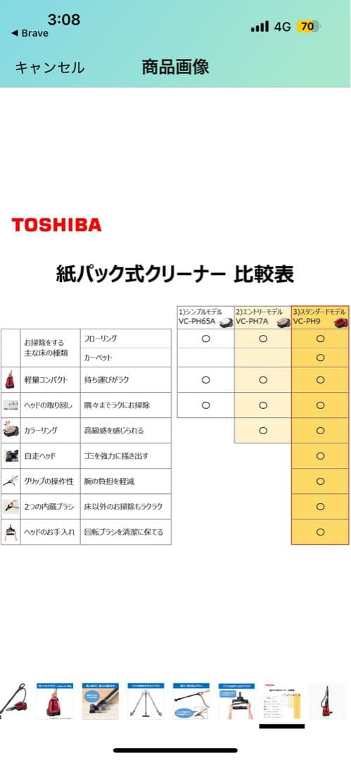 東芝 掃除機 紙パック式 キャニスター型クリーナー コード式 VC-PH9-R
