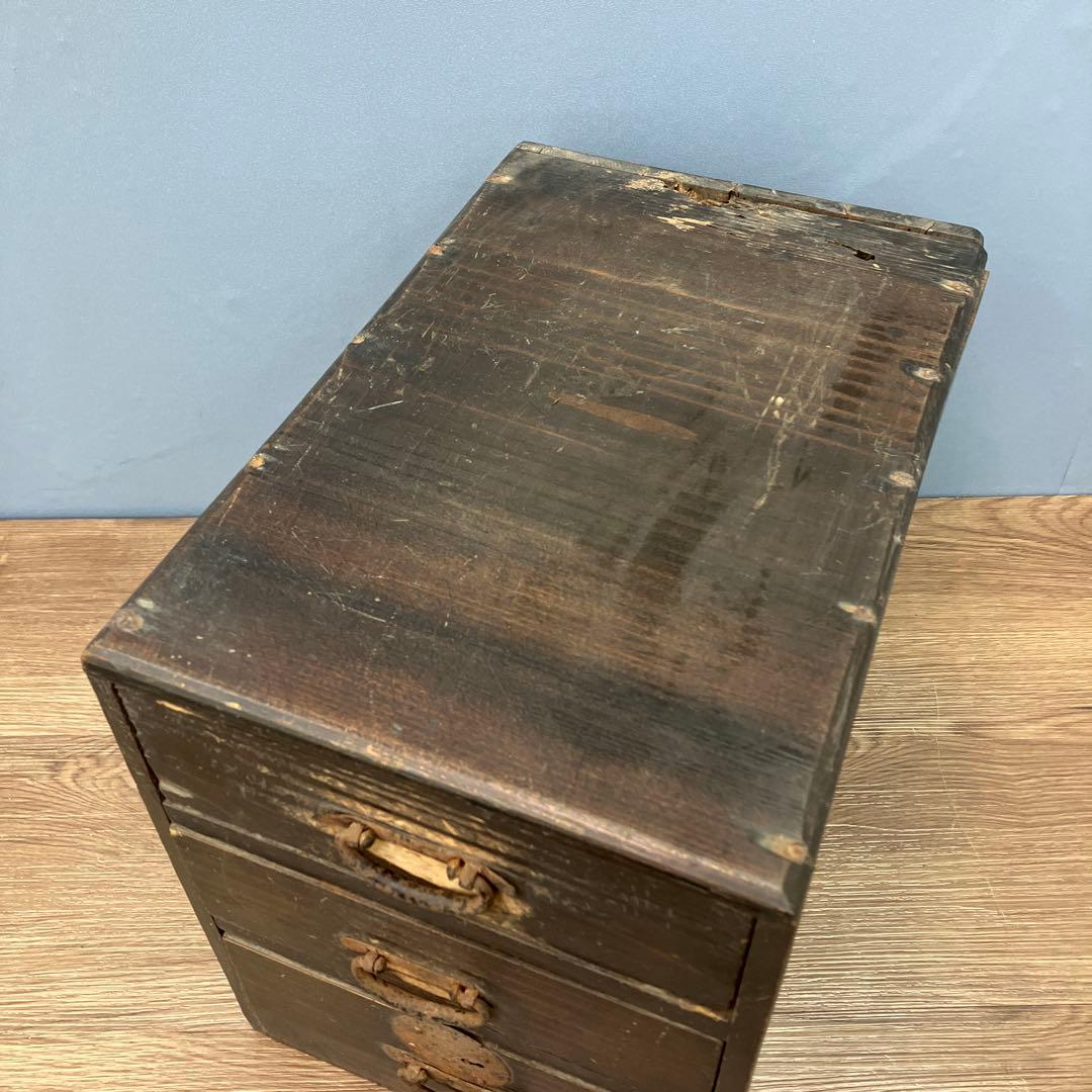 E-3 希少 アンティーク 小引き出し 3段 時代箪笥 和家具 当時物