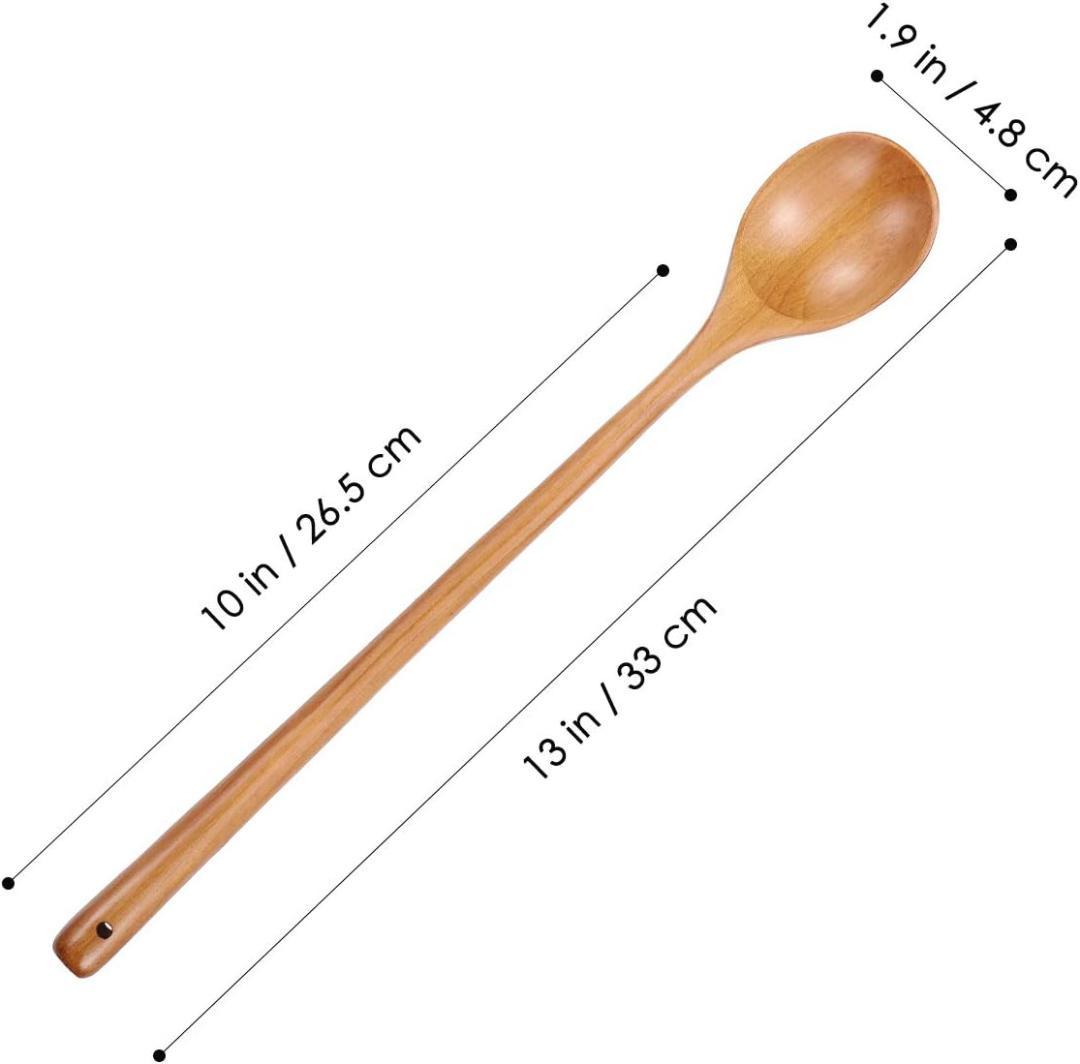 木製 ロングハンドル 高耐熱性 調理スプーン 混合スプーン 手作り調理器具