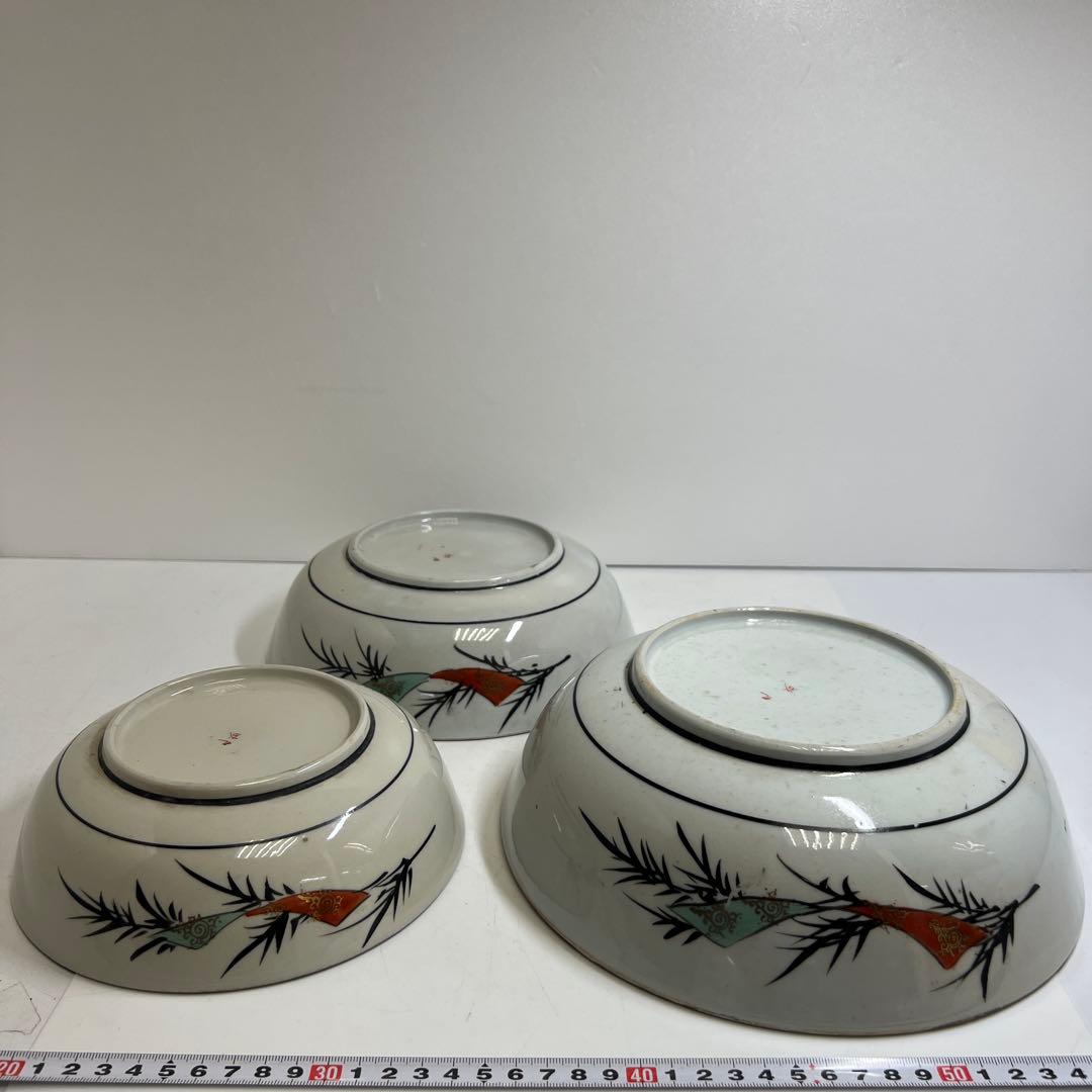 明治時代 九谷焼 三ツ鉢 東キ8-0204②