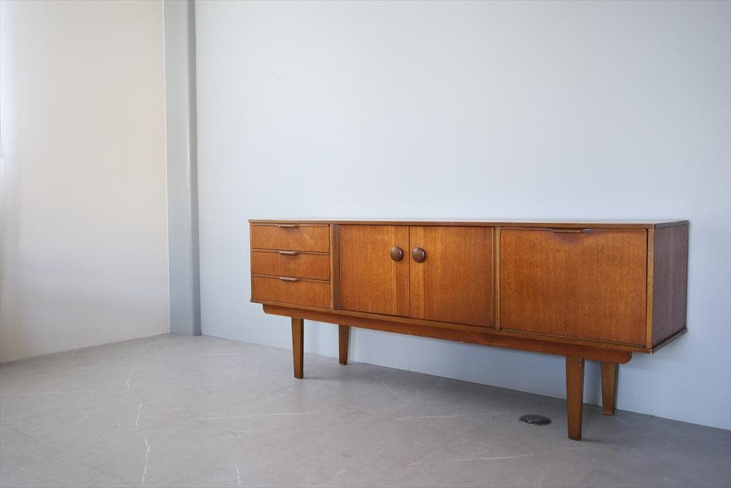 英国アンティークチーク古木サイドボード/木製机/テレビ台キャビネット92-264