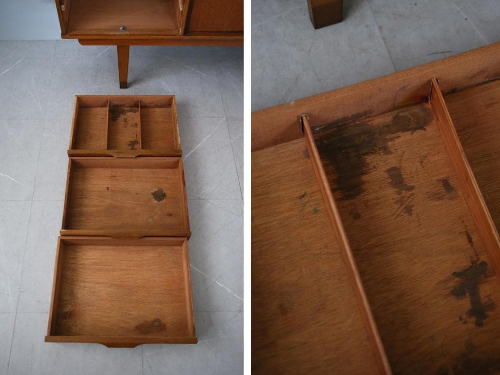 英国アンティークチーク古木サイドボード/木製机/テレビ台キャビネット92-264