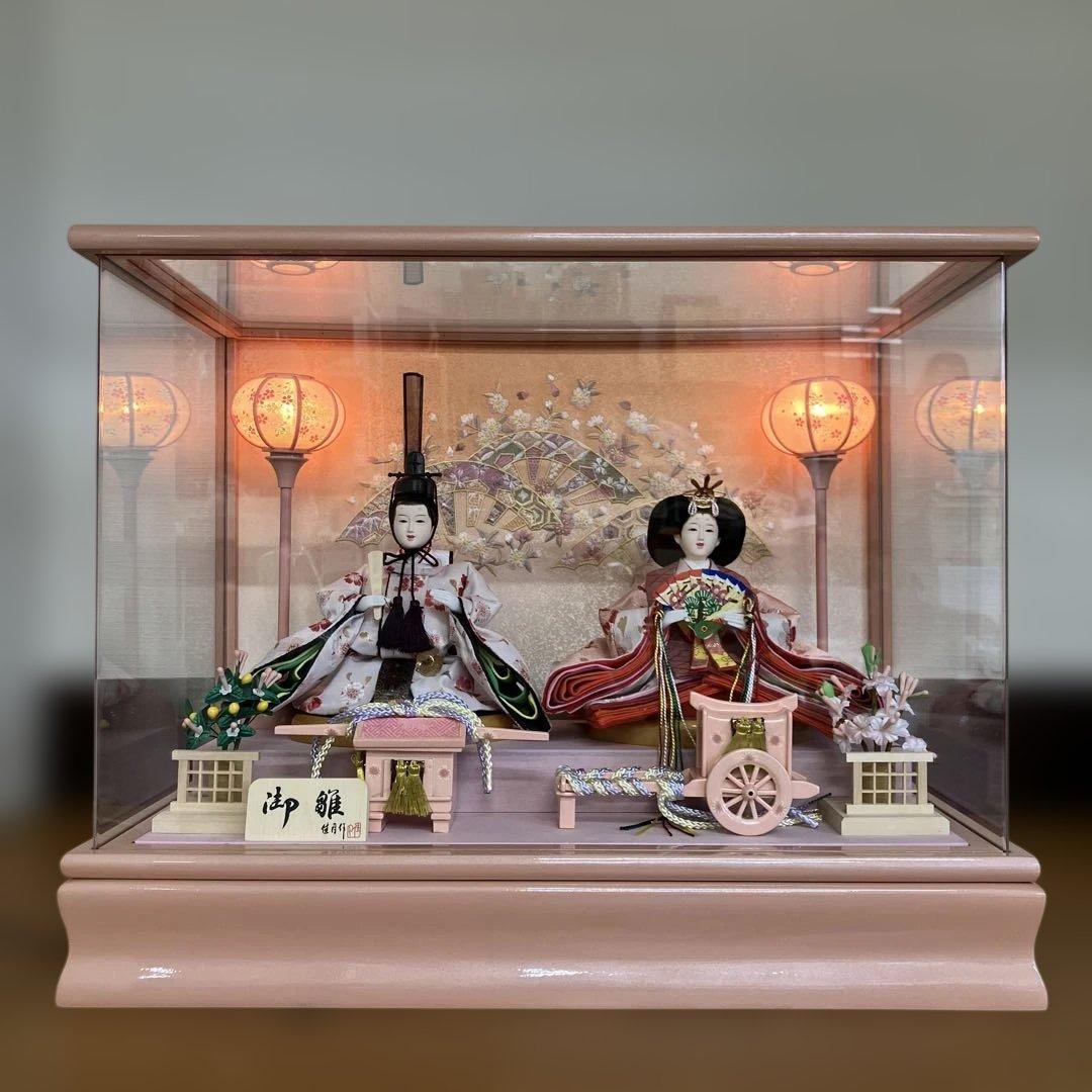 N544【美品】ケース入り雛人形 親王飾り オルゴール・灯り付き 2024年購入