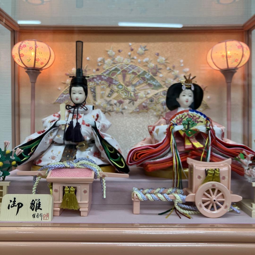 N544【美品】ケース入り雛人形 親王飾り オルゴール・灯り付き 2024年購入