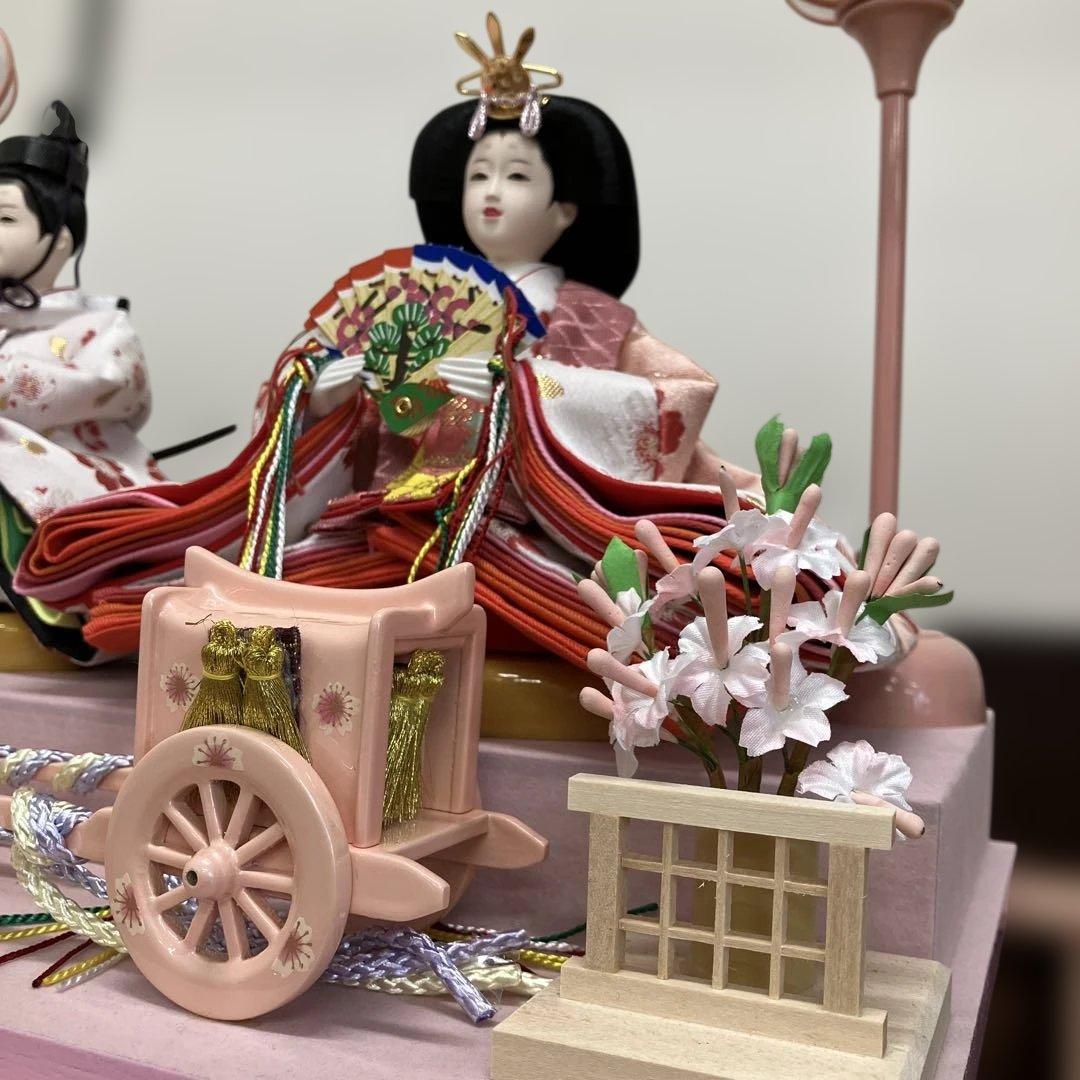 N544【美品】ケース入り雛人形 親王飾り オルゴール・灯り付き 2024年購入