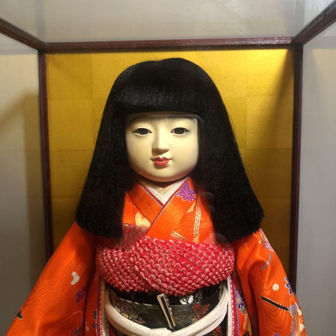 市松人形 日本人形　ガラスケース入り