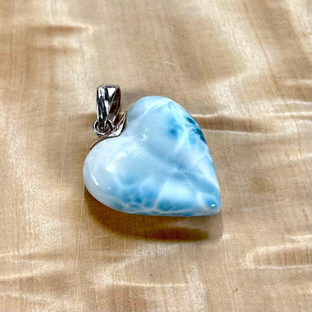 ハイクオリティ　ラリマー　可愛いハート型　ネックレス　3