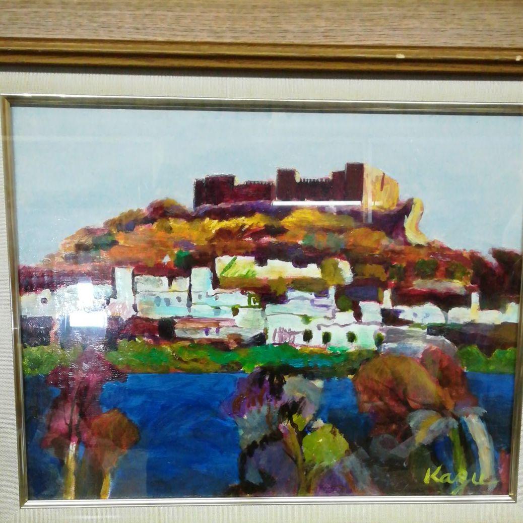 額装　額絵　油彩　油絵　広田和子　ロードス島　キャンパス8号