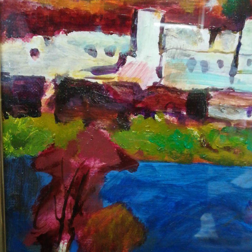 額装　額絵　油彩　油絵　広田和子　ロードス島　キャンパス8号
