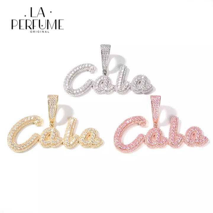 名入れ♡バゲットキラキラ ヒップホップ イニシャル ネックレス ゴールド 手作り