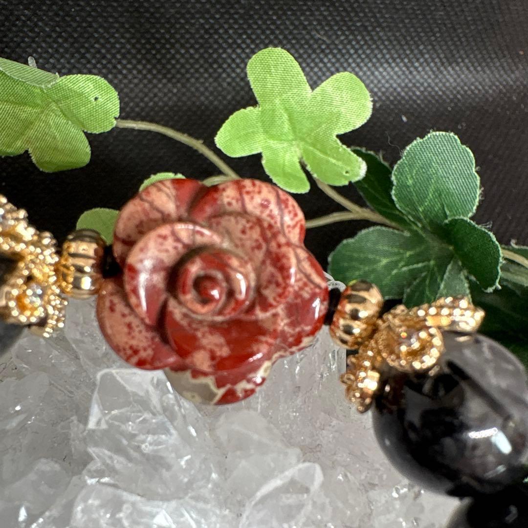 ＊ちゃみ様お取置き4/3＊レッドゼブラ　両面ハートレッドジャスパーブラックルチル