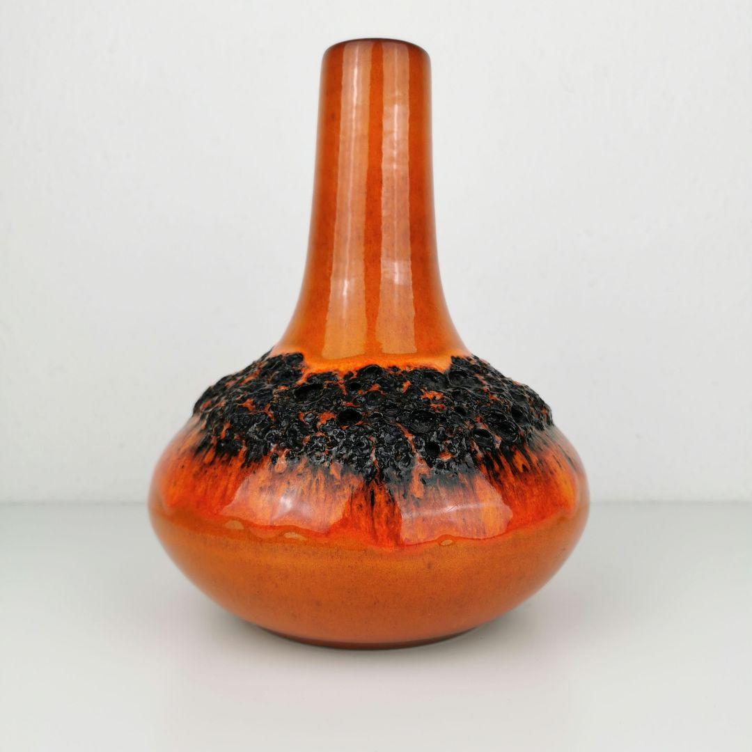 【西ドイツ製 Fatlava 】kreutz 花瓶 26cm オレンジ色