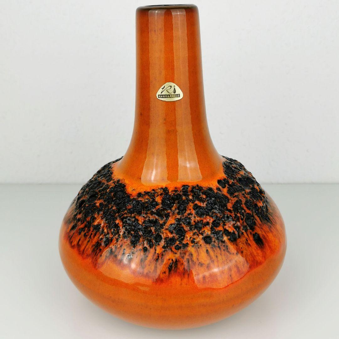 【西ドイツ製 Fatlava 】kreutz 花瓶 26cm オレンジ色