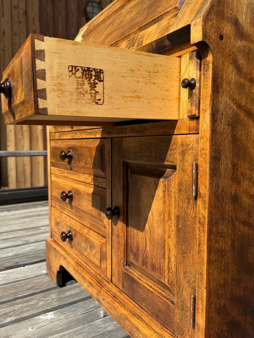 ♪北海道民藝家具♪ライティングビューロー♪総天然木♪塗装アレンジ品♪