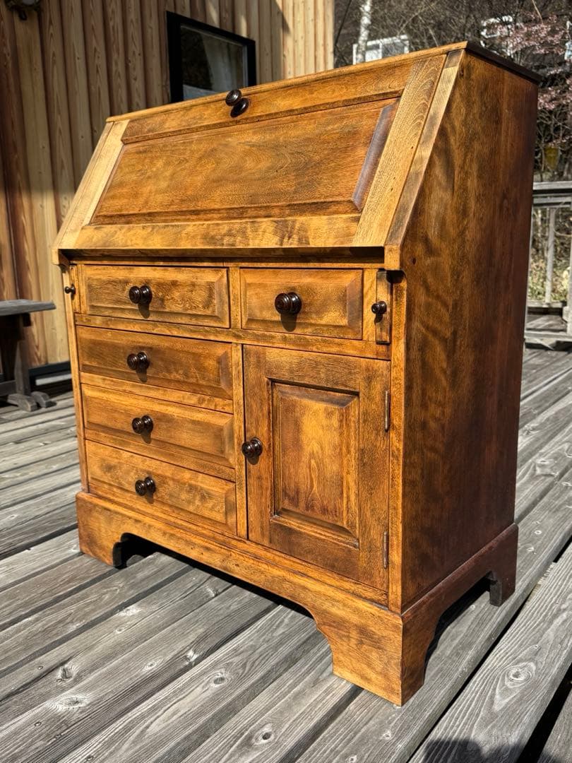 ♪北海道民藝家具♪ライティングビューロー♪総天然木♪塗装アレンジ品♪